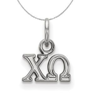 Sterling Silver Chi Omega XS (Tiny) Greek Necklace - 16 Inch
